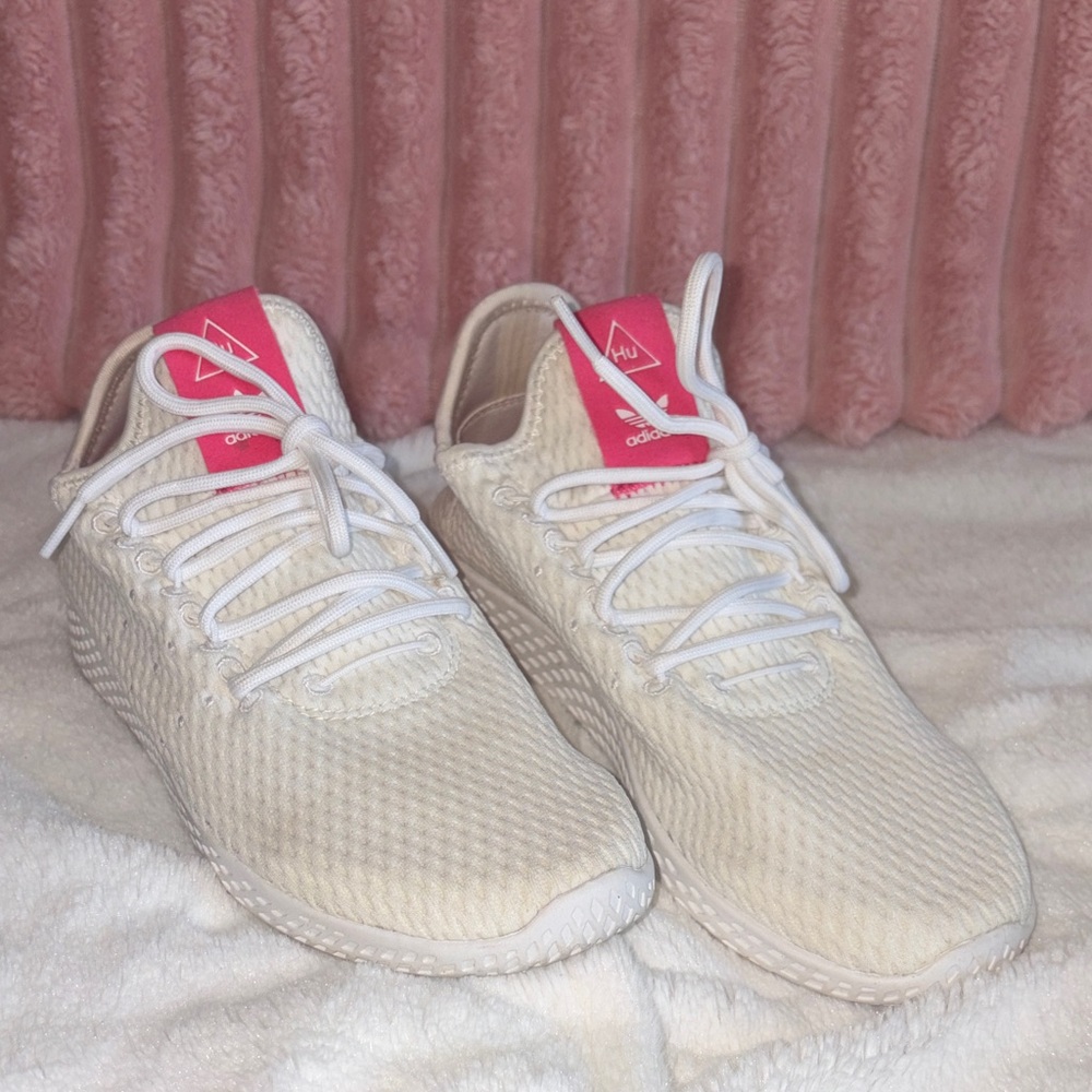 Adidas Men’s White and Pink Sneakers